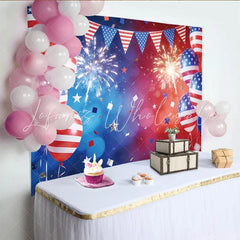 Lofaris Patriotic Independence Day Backdrop American Flag Balloons and Bunting Background for Festive Celebrations and Photoshoots