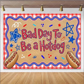 Lofaris Patriotic Independence Day Backdrop with Hotdog Slogan Red White and Blue Stars Photo Booth Prop for Summer Party