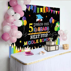 Lofaris Peace Out 5th Grade Graduation Backdrop with Colorful Banners Next Stop Middle School Party Decor for Photo Booth Props