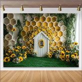 Lofaris Photography Backdrop Sunflower Garden Bee House Honeycomb Cake Smash Prop