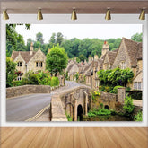 Lofaris Picturesque European Village Natural Scenery Photography Backdrop Charming Old Town Photo Background for Studio and Outdoor Photos