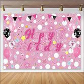 Lofaris Pink 1st Birthday Girl Photography Backdrop with Balloons and Confetti Happy Birthday Party Decor for Photoshoot