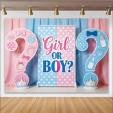 Lofaris Pink and Blue Gender Reveal Baby Shower Backdrop Polka Dot Party Background for Baby Announcement Decor