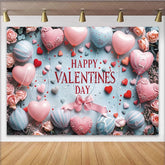Lofaris Pink and Blue Heart Balloons Valentine’s Day Backdrop Happy Valentine’s Day Roses Photography Background