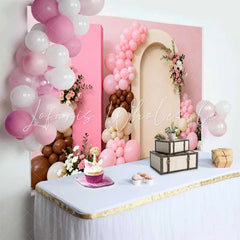 Lofaris Pink and Brown Balloon Arch Floral Wedding Backdrop Romantic Bridal Shower Party Photography Background