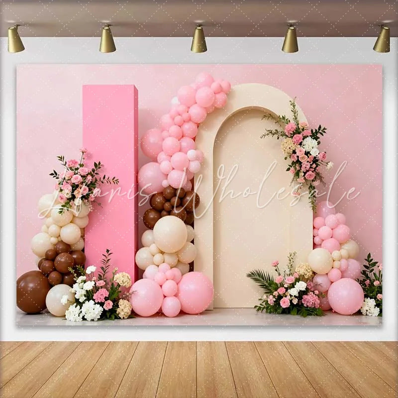 Lofaris Pink and Brown Balloon Arch Floral Wedding Backdrop Romantic Bridal Shower Party Photography Background