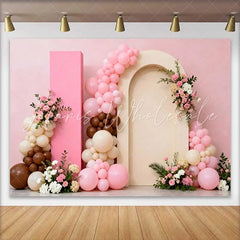 Lofaris Pink and Brown Balloon Arch Floral Wedding Backdrop Romantic Bridal Shower Party Photography Background