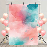 Lofaris Pink and Teal Watercolor Splatter Backdrop Fine Art Abstract Texture for Creative Studio