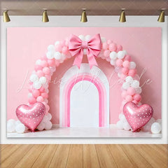 Lofaris Pink Balloon Arch Bow Wedding Backdrop Heart Shape Balloon Rainbow Bridal Shower Background