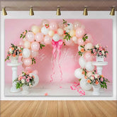Lofaris Pink Balloon Arch Floral Wedding Backdrop Big Bow Ribbon Bridal Shower Party Background
