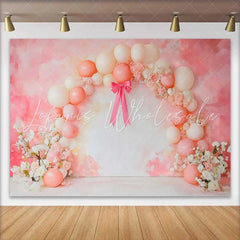 Lofaris Pink Balloon Bow Ribbon Floral Wedding Backdrop Artistic Abstract Party Photography Background