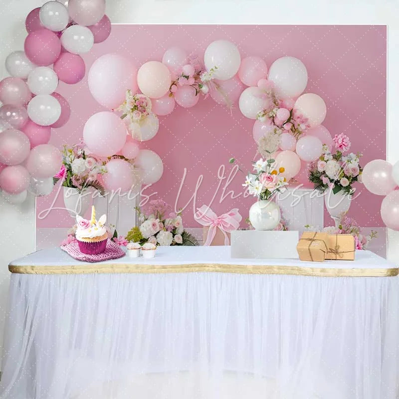 Lofaris Pink Balloon Floral Gift Box Wedding Backdrop White Crates Bridal Shower Photography Background