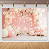 Lofaris Pink Balloon Glowing Lights Wedding Backdrop Floral Arch Cake Party Photography Background