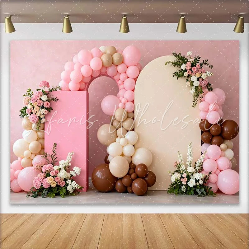 Lofaris Pink Beige Balloon Arch Board Wedding Backdrop Floral Boho Party Photography Background