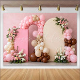 Lofaris Pink Beige Balloon Arch Board Wedding Backdrop Floral Boho Party Photography Background