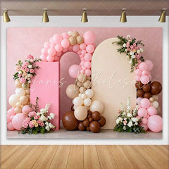 Lofaris Pink Beige Balloon Arch Board Wedding Backdrop Floral Boho Party Photography Background