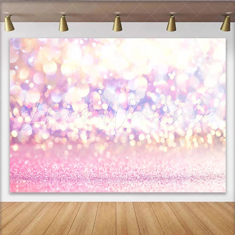 Lofaris Pink Bokeh Sparkle Backdrop Lavender Glitter Light Circles Photography Background