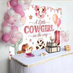 Lofaris Pink Cowgirl Baby Shower Backdrop Western Theme Decor with Boots and Cactus for Girl Party Background