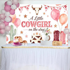 Lofaris Pink Cowgirl Baby Shower Backdrop with Boots Hat and Cactus Cute Western Theme Background for Girl Party Decor