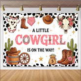 Lofaris Pink Cowgirl Baby Shower Backdrop with Western Boots Hat and Cactus A Little Cowgirl Is On The Way Theme Party Background Decor