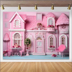 Lofaris Pink Dollhouse Cake Smash Backdrop Girl Birthday Party Photography Background