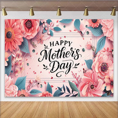 Lofaris Pink Floral Happy Mothers Day Backdrop with Butterflies Elegant Photography Background for Celebration Party