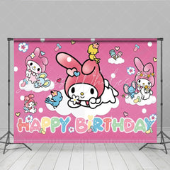 Lofaris Pink My Melody Party Decoration Kids Photography Birthday Backdrop