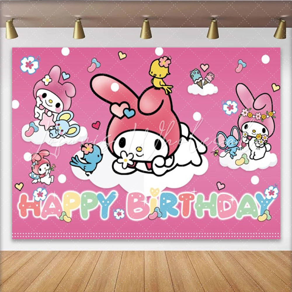 Lofaris Pink My Melody Party Decoration Kids Photography Birthday Backdrop