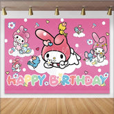 Lofaris Pink My Melody Party Decoration Kids Photography Birthday Backdrop
