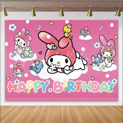 Lofaris Pink My Melody Party Decoration Kids Photography Birthday Backdrop