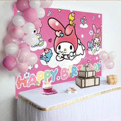 Lofaris Pink My Melody Party Decoration Kids Photography Birthday Backdrop