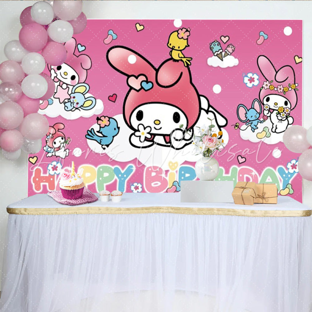 Lofaris Pink My Melody Party Decoration Kids Photography Birthday Backdrop