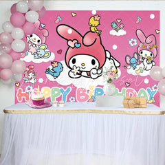 Lofaris Pink My Melody Party Decoration Kids Photography Birthday Backdrop