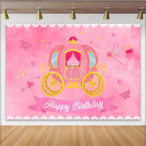 Lofaris Pink Princess Carriage Birthday Backdrop Magical Fairy Tale Party Background with Butterfly and Wand