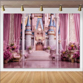 Lofaris Pink Princess Castle Backdrop Royal Palace Entrance Birthday Party Photography Background