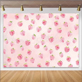 Lofaris Pink Strawberry Watercolor Photography Backdrop Sweet Fruit Pattern Background for Kids Birthday Party or Studio Photoshoot