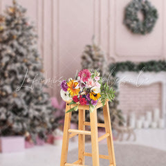 Lofaris Pink Wall Interior Christmas Photography Backdrop