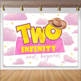 Lofaris Pink Watercolor Cowboy Two Infinity Birthday Backdrop for Kids Party Yellow Stars Clouds Photo Background for Studio Photography