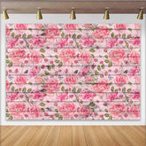 Lofaris Pink Wood and Vintage Watercolor Roses Backdrop Shabby Chic Floral and Butterfly Background
