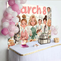 Lofaris Professional Women Career Happy Womens Day Backdrop March 8th Celebration Background
