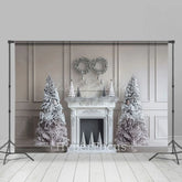 Lofaris Pure White Vintage Fireplace Tree Christmas Backdrop