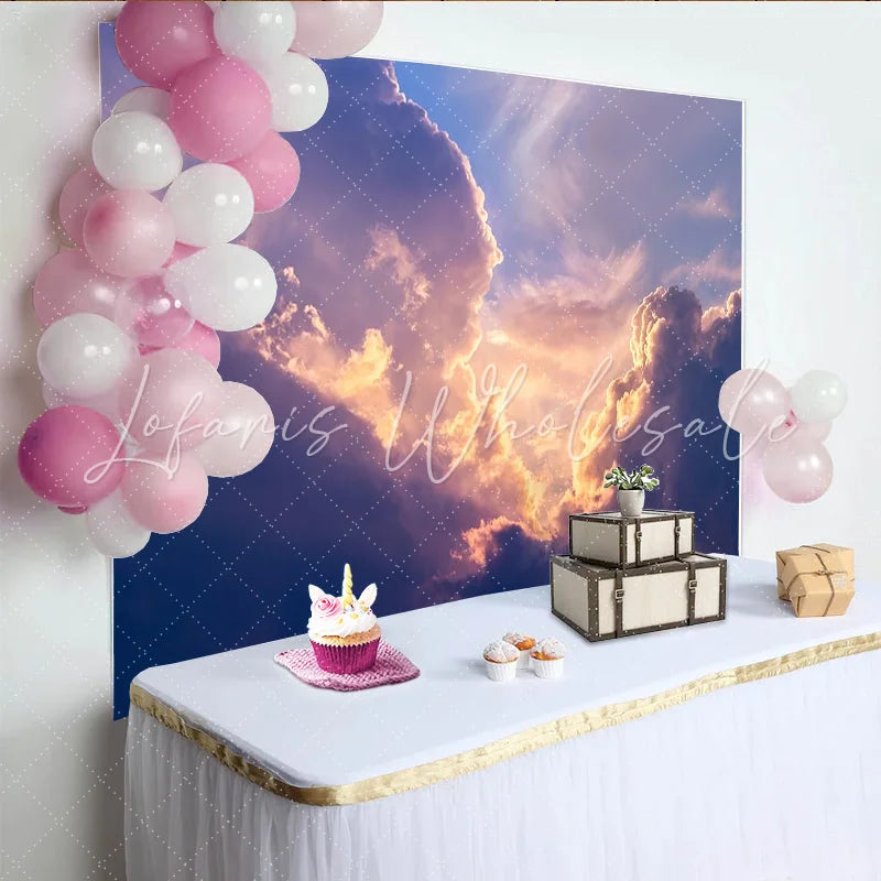 Lofaris Purple and Gold Abstract Cloud Photography Backdrop Ethereal Sky Background for Studio Portrait and Event Decor