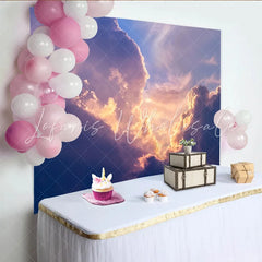 Lofaris Purple and Gold Abstract Cloud Photography Backdrop Ethereal Sky Background for Studio Portrait and Event Decor