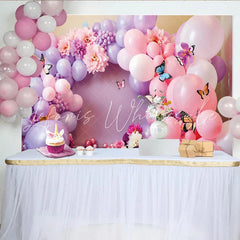 Lofaris Purple and Pink Balloon Photography Backdrop Floral and Butterfly Party Photo Background