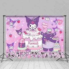Lofaris Purple Anime Character Birthday Backdrop Cute Devil Girl Happy Birthday Background for Girl Sweet Cake Party Banner