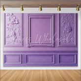 Lofaris Purple Elegant Floral Photography Backdrop with Ornate Frame Classic Wall Molding Background for Studio Portrait
