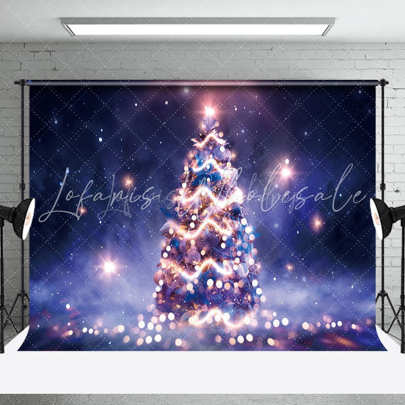Lofaris Purple Fantasy Light Bokeh Night Xmas Tree Backdrop