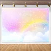 Lofaris Rainbow Cloud Star Backdrop Pastel Sky Birthday Photography Background