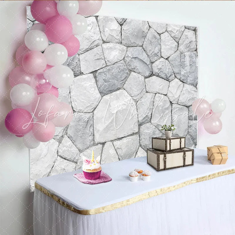 Lofaris Realistic Grey and White Stone Photography Backdrop with Natural Texture Versatile Studio Background for Professional Portrait