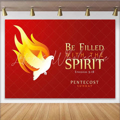 Lofaris Red and Gold Pentecost Sunday Party Backdrop Holy Spirit Dove and Flames Design for Church Events